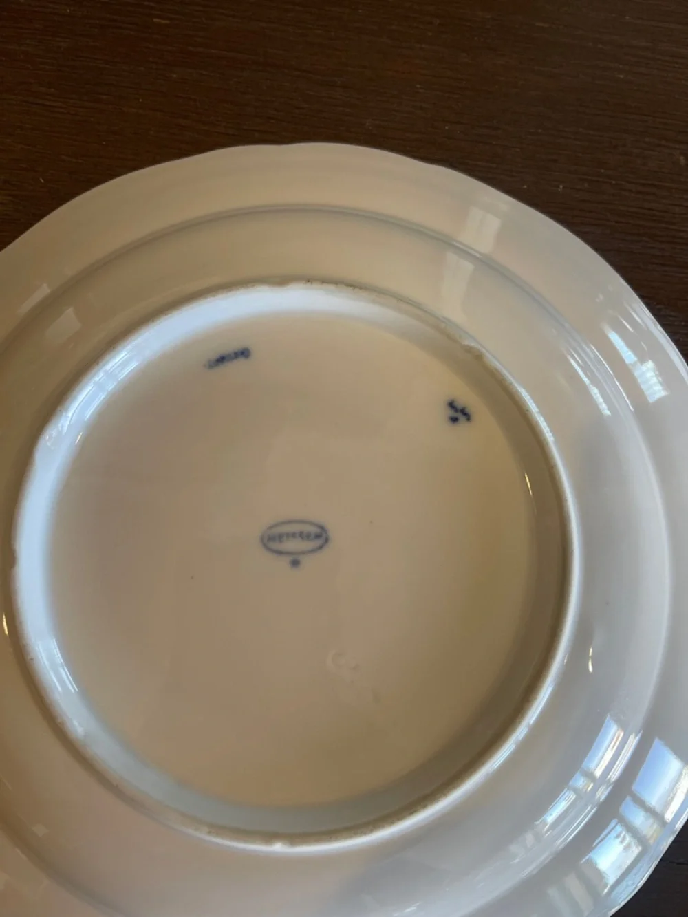 Antique Porcelain Meissen Blue Onion Scalloped Plate-9 3/4”